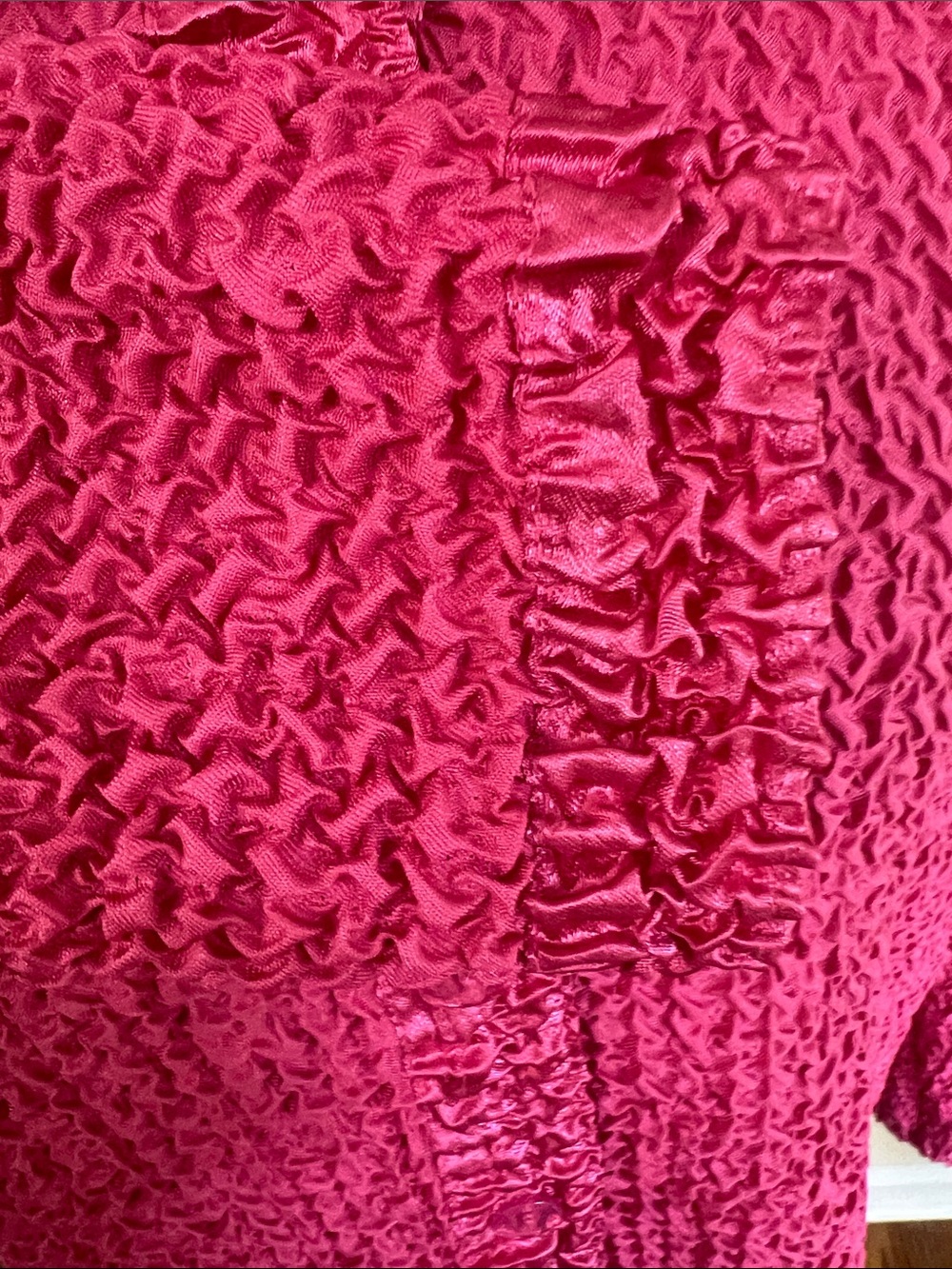 Rafael Essential Textured Hot Pink Button-Front Women's Top - Picture 6 of 7